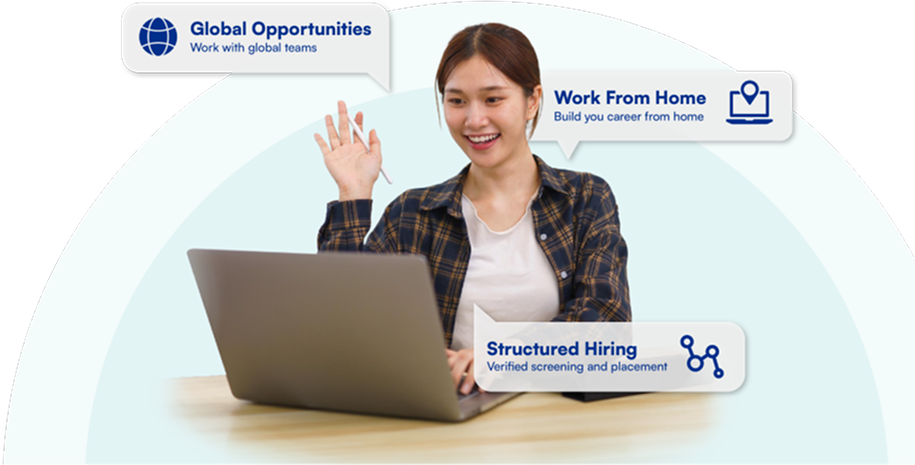 Remote professional waving while working from home