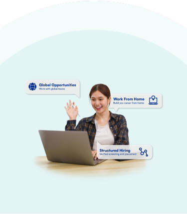 Remote professional waving while working from home