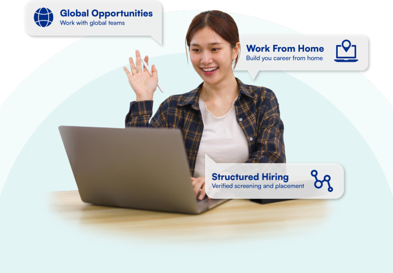 Remote professional waving while working from home