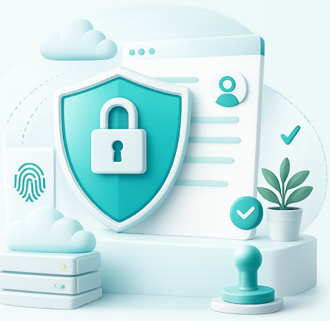 Illustration of a phone with a security shield and lock